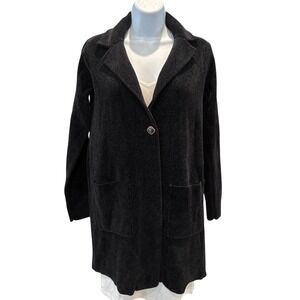 Max Studio Black Coatigan Sweater Jacket Women's‎ XS Longline Knit Blazer Pocket